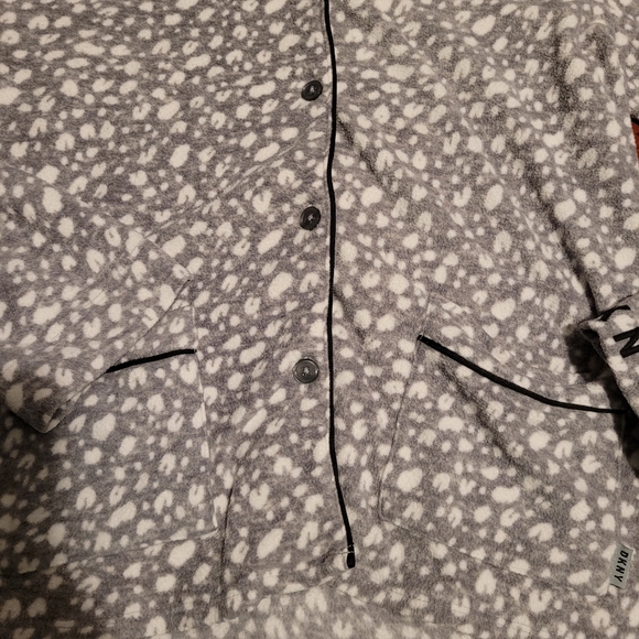 DKNY Pajama Button-Up Long Sleeve Top Grey White Women's Size X-Small XS Shirt - Picture 4 of 9